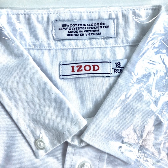 IZOD White Oxford Button Down Shirt Boy's 18 Regular - Picture 2 of 5
